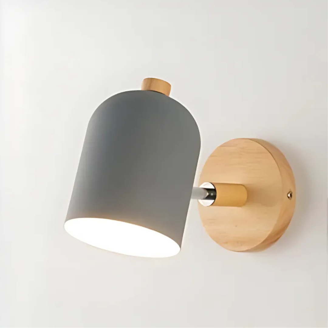 Wooden Base Wall Lamp – Grey