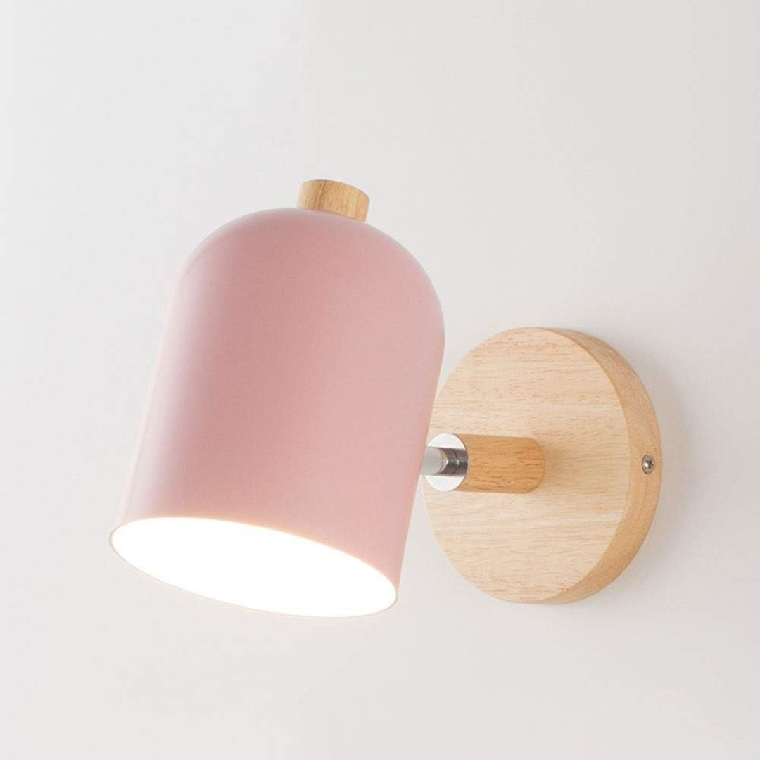 Wooden Base Wall Lamp – Pink