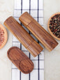 Wooden Salt and Pepper Mill Set with Tray