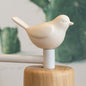 Wooden Wall Lamp with Ceramic Bird